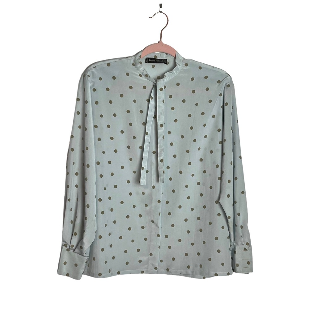 Louis Féraud polka dot long sleeve bow tie blouse